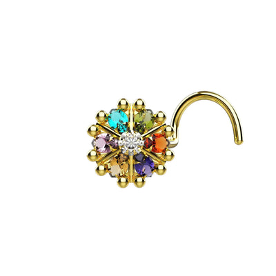 Multistone Floral Nose Pin