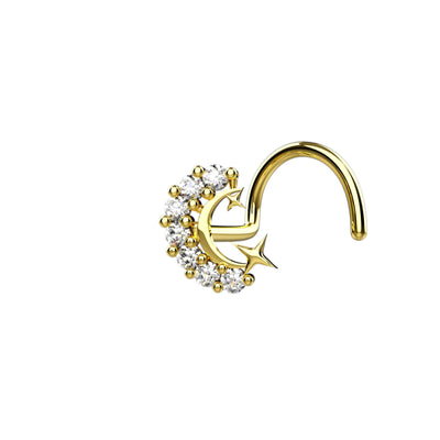 Gold crescent moon nose ring