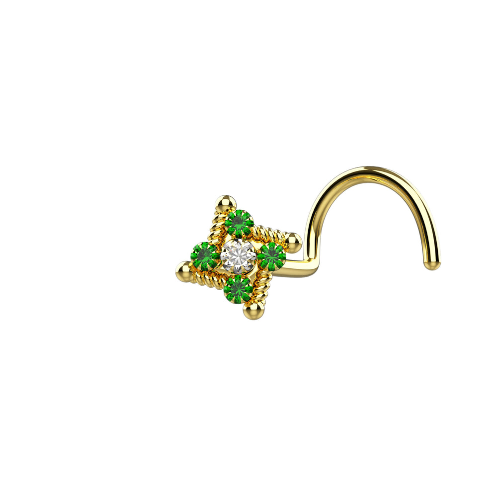 Elegant emerald gems women's nose studs