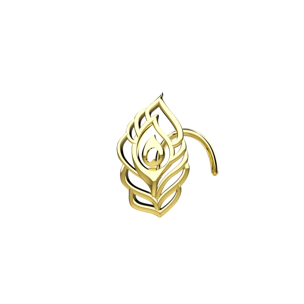14ct gold peacock nose ring