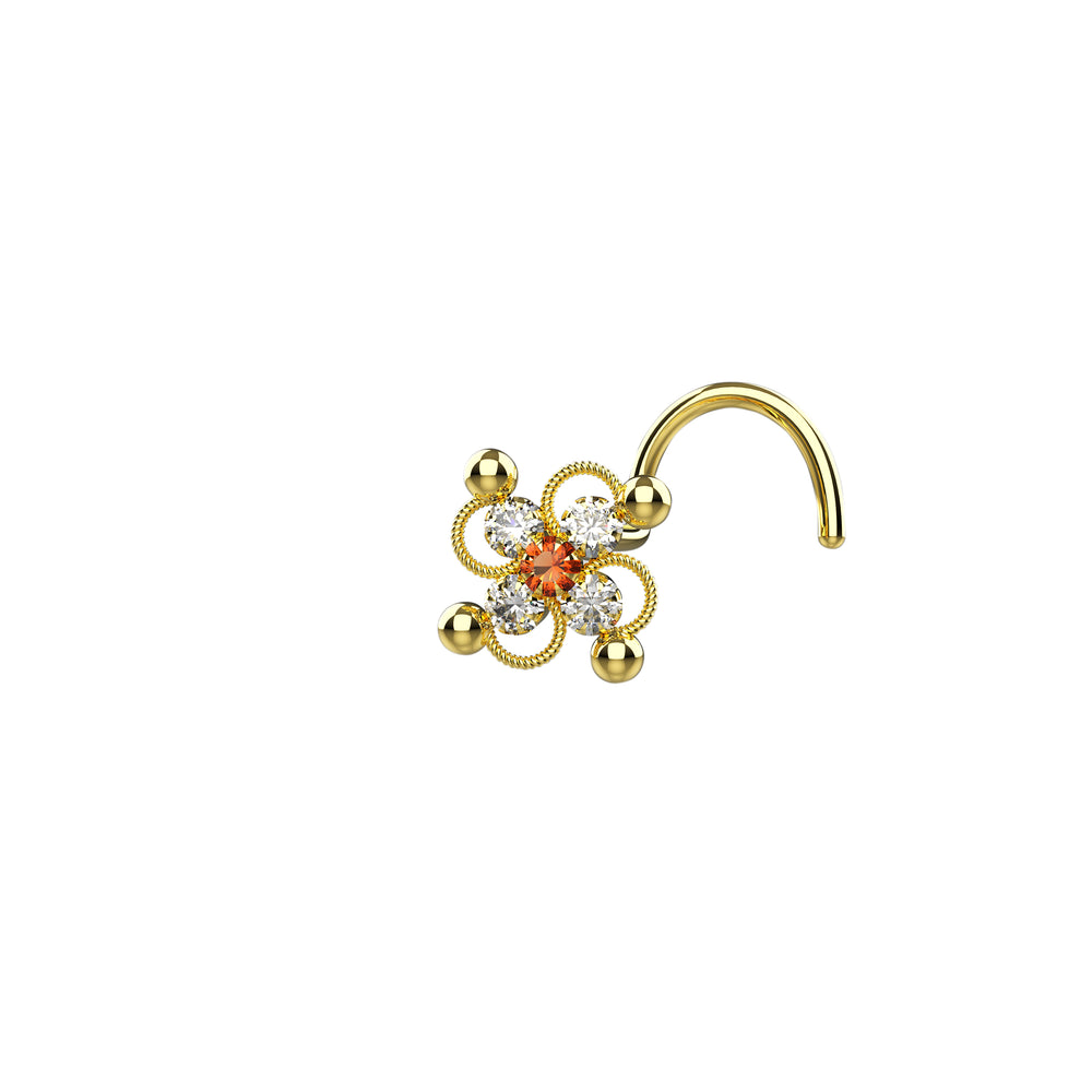 twisted spiral nose stud gold