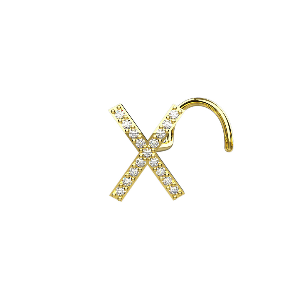 Initial X Nose Stud