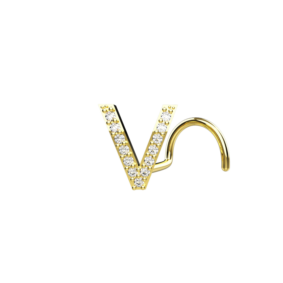 Initial V Nose Stud