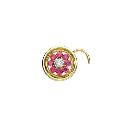 Natural CZ Ruby Gems Gold Plated Nostril Piercing