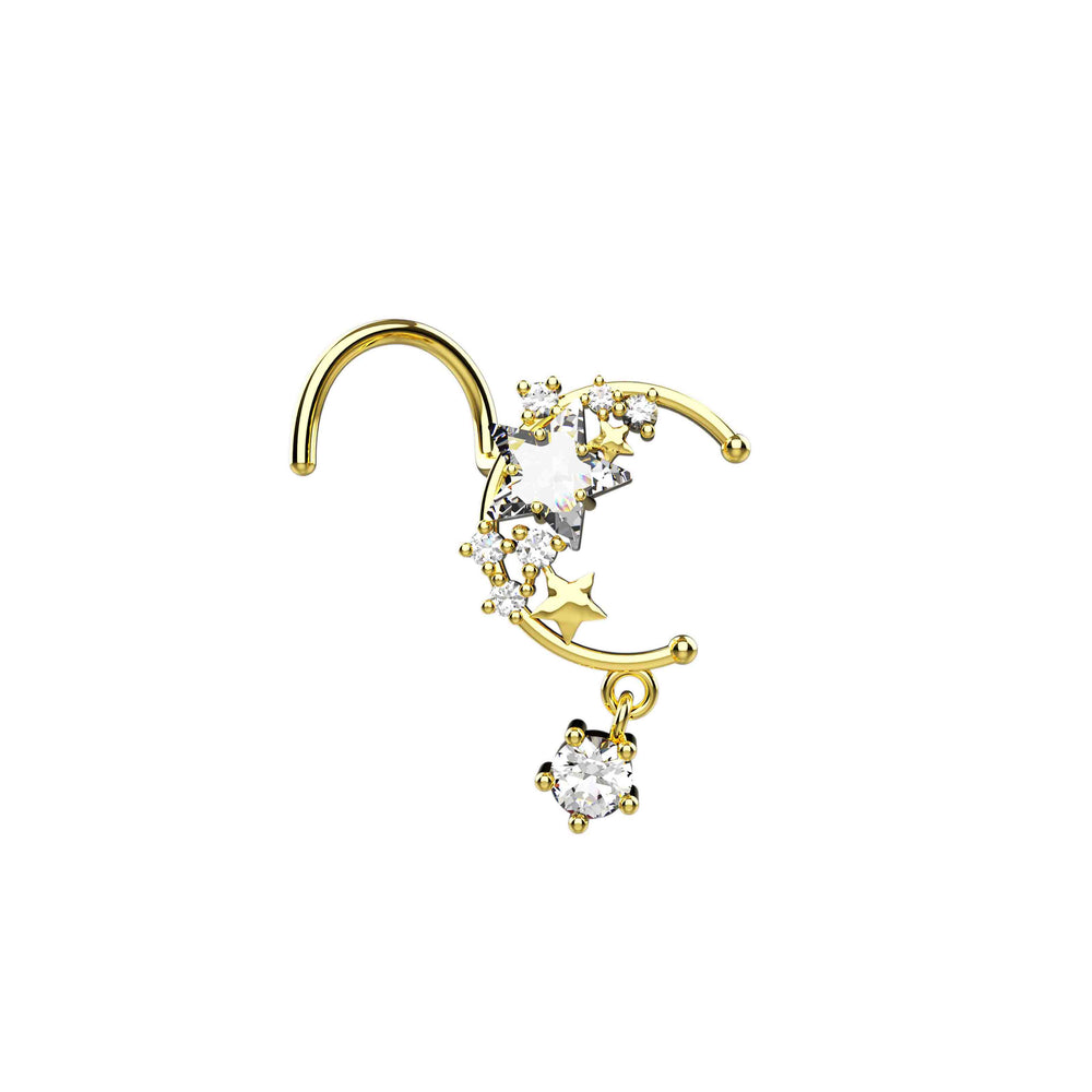 Star Crescent Moon Nose Stud