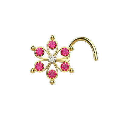 clear ruby red nose ring gold