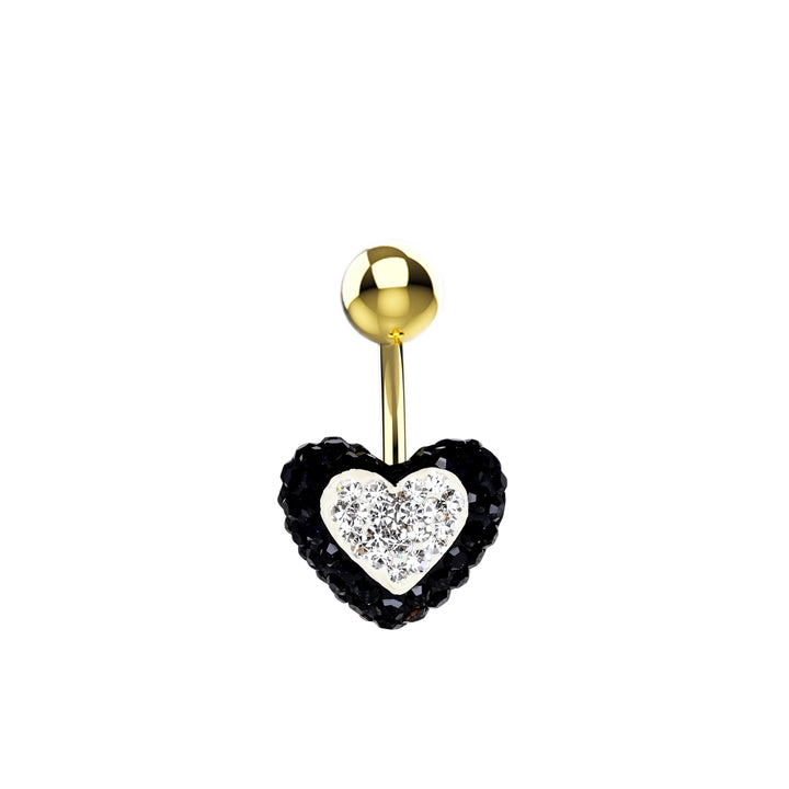 Black Heart CZ Belly Button Ring