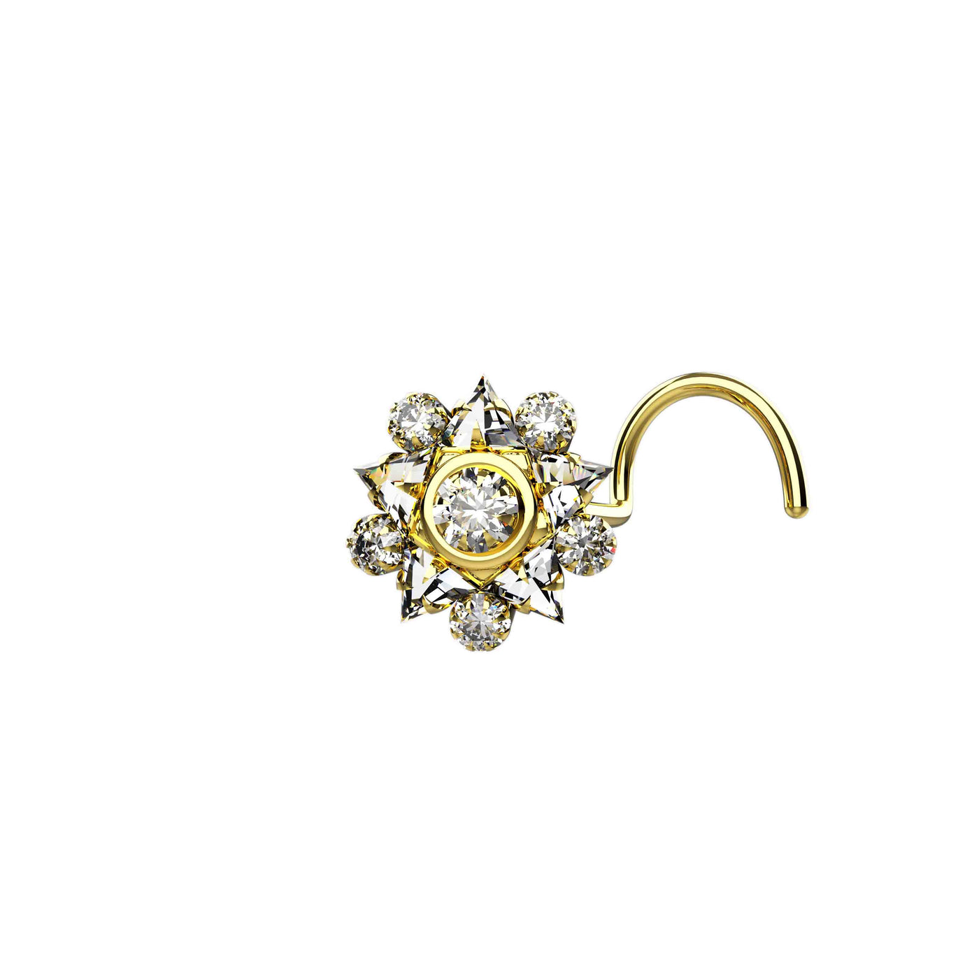 Trible Styled Cubic Zircon Paved Nose Stud