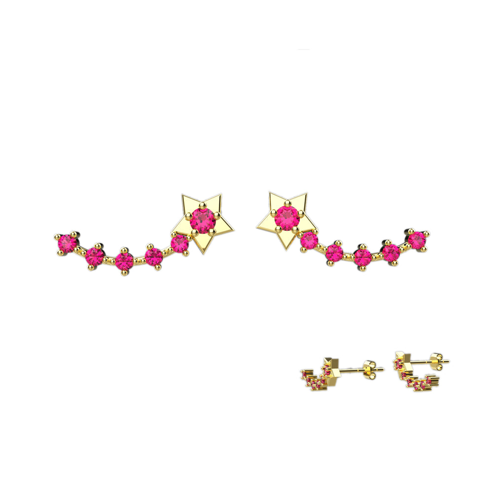 Ruby ear climber earrings
