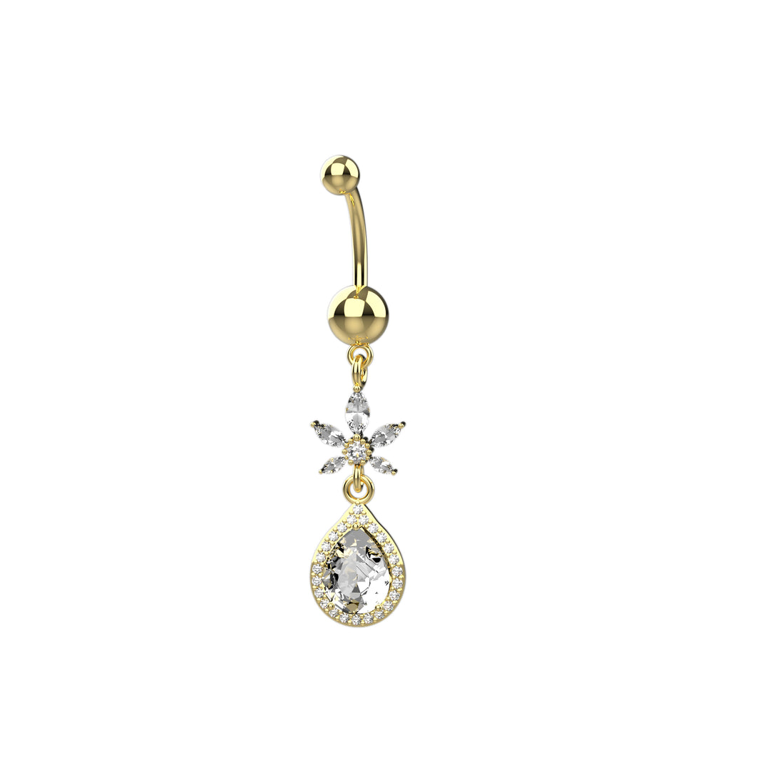 CZ Diamond Flower Belly Button Ring