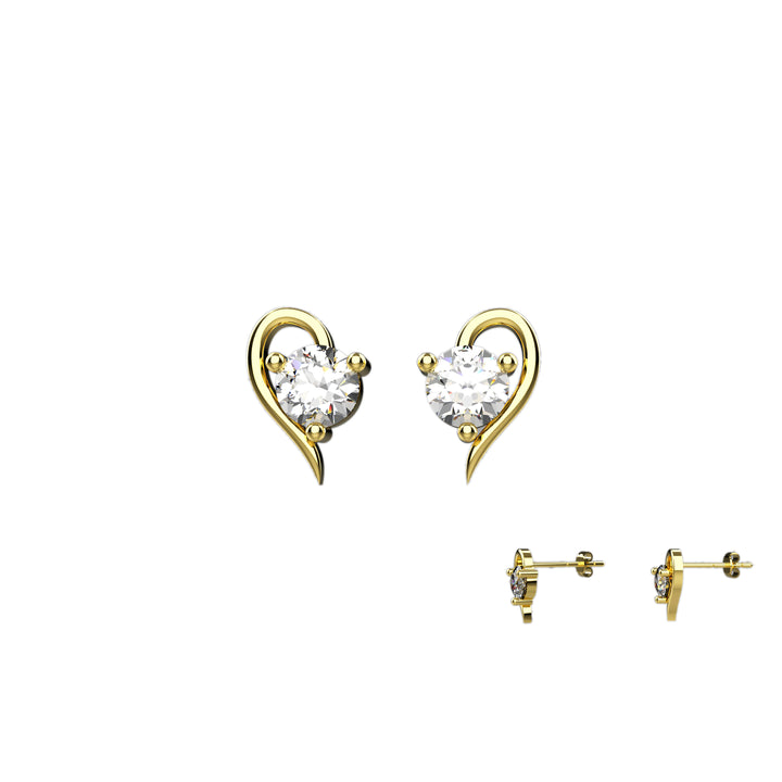 Gold heart stud earrings – romantic dainty jewelry