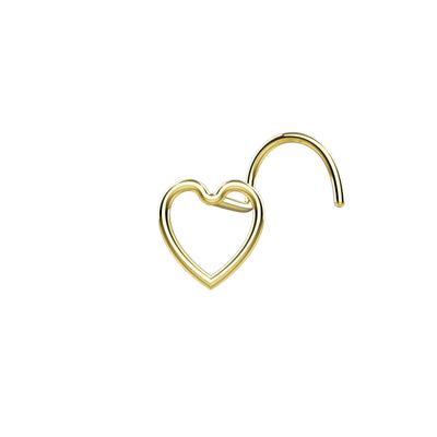 Heart nose stud ring gold