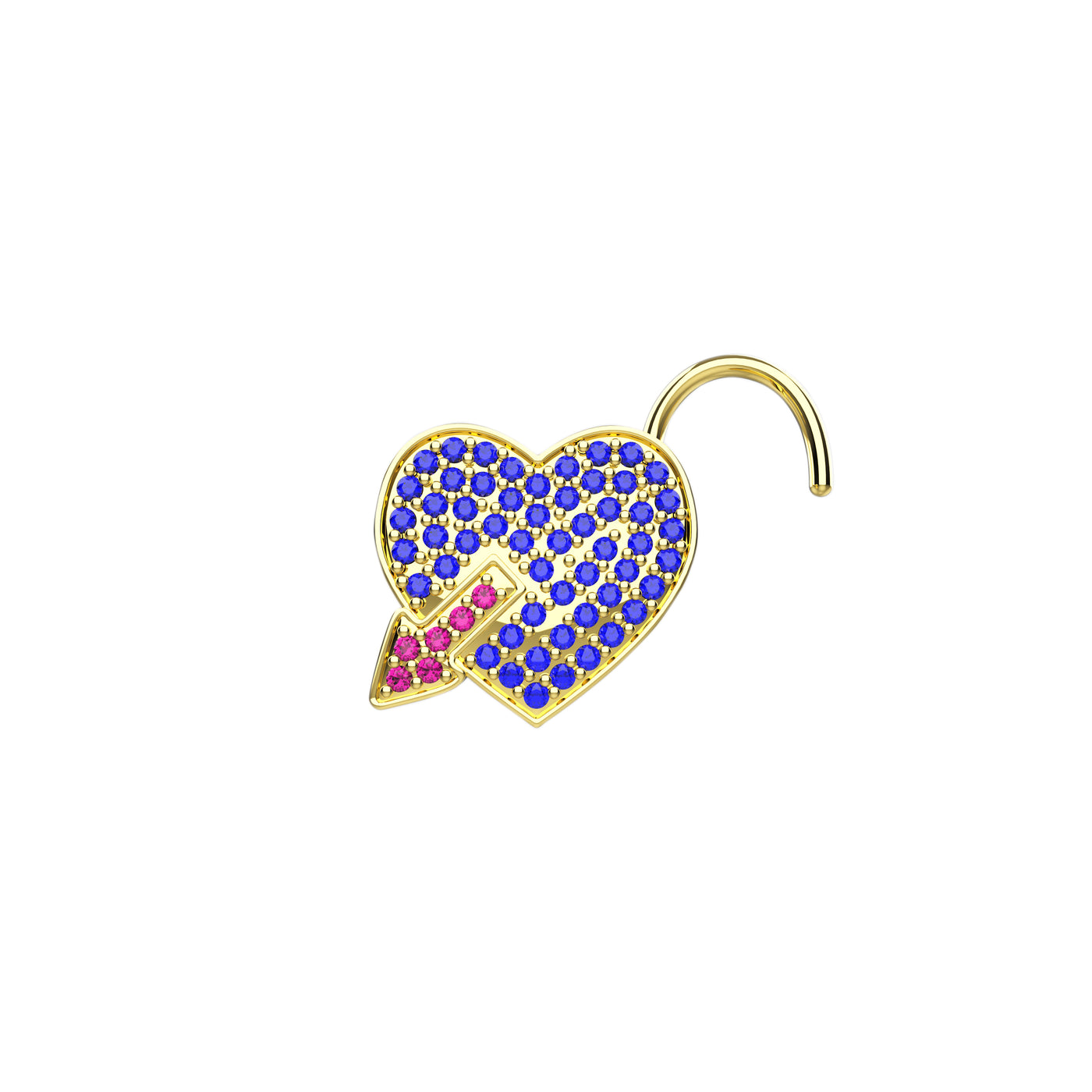 Cupid's Arrow With Heart Nose Stud
