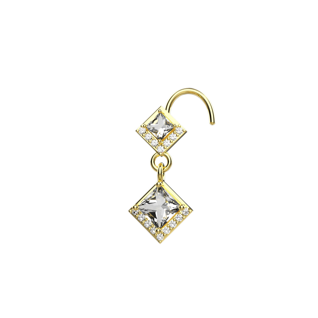 diamond square nose studs