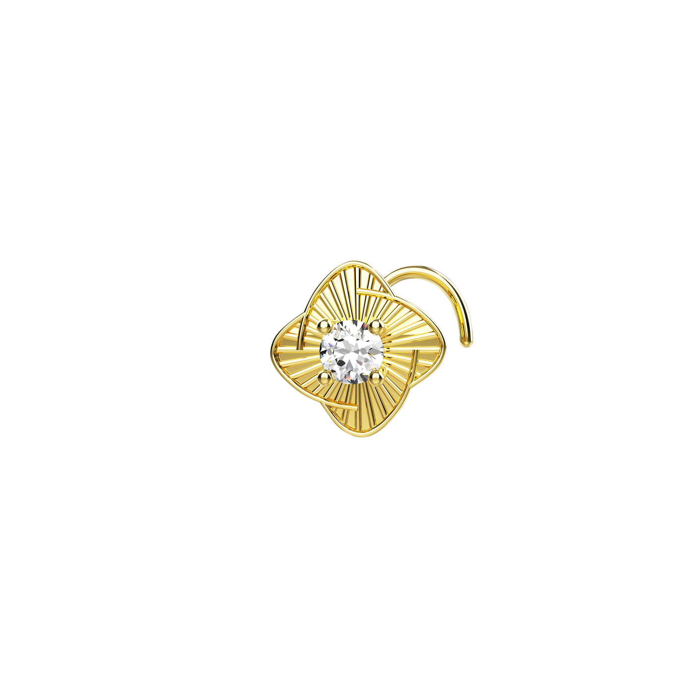 4 Petals Crystal Stone Paved Gold Nose Stud