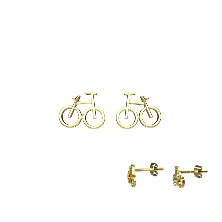 Bike Earrings Stud in 14K Gold