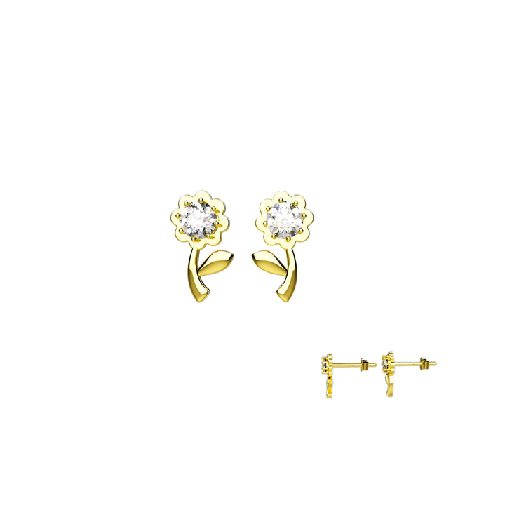 Dainty flower stud earrings gold – feminine floral design