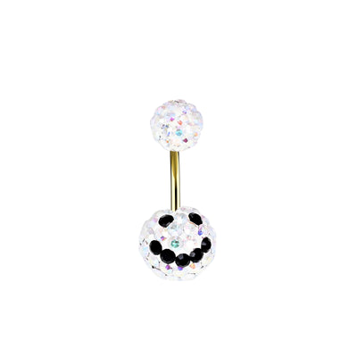 Curved Barbell Crystal Ball Smiley Belly Stud