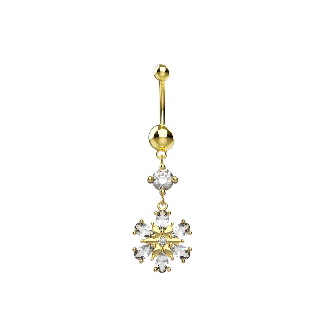 14G Cubic Zirconia Flower Belly Ring