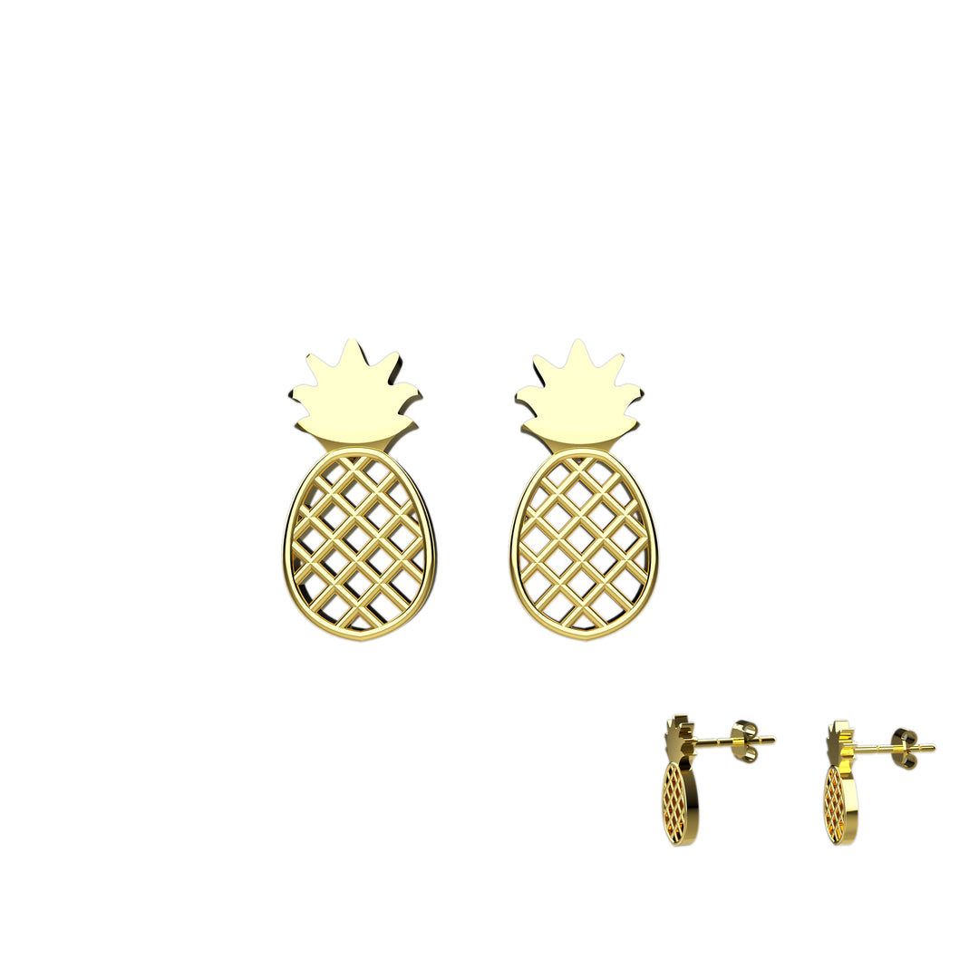 Gold Filled Pineapple Stud Earrings