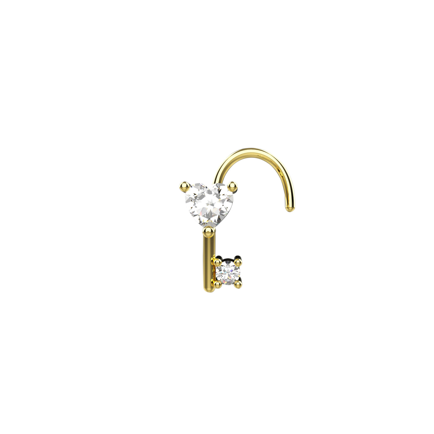 Key Crystal Clear Gold Nose Stud