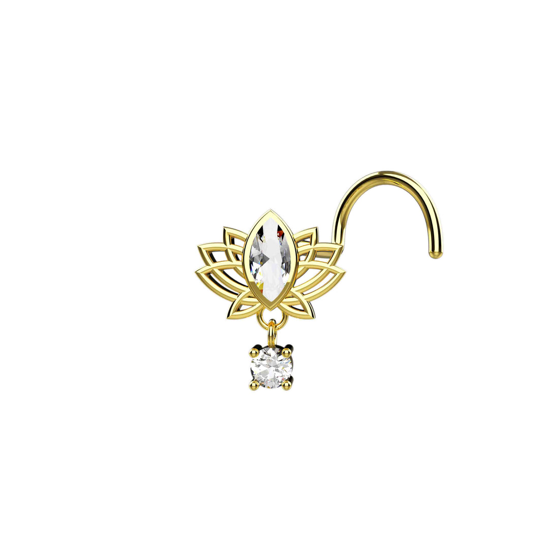  Lotus Flower Gold Nose Stud