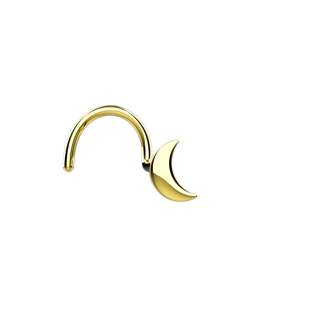 Minimalist crescent nose stud gold 