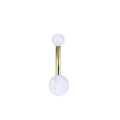 Round Fire Opal Belly Button Ring