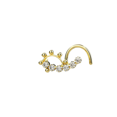 Sword Indian Ethnic CZ 14K Gold Plated Nose Pin