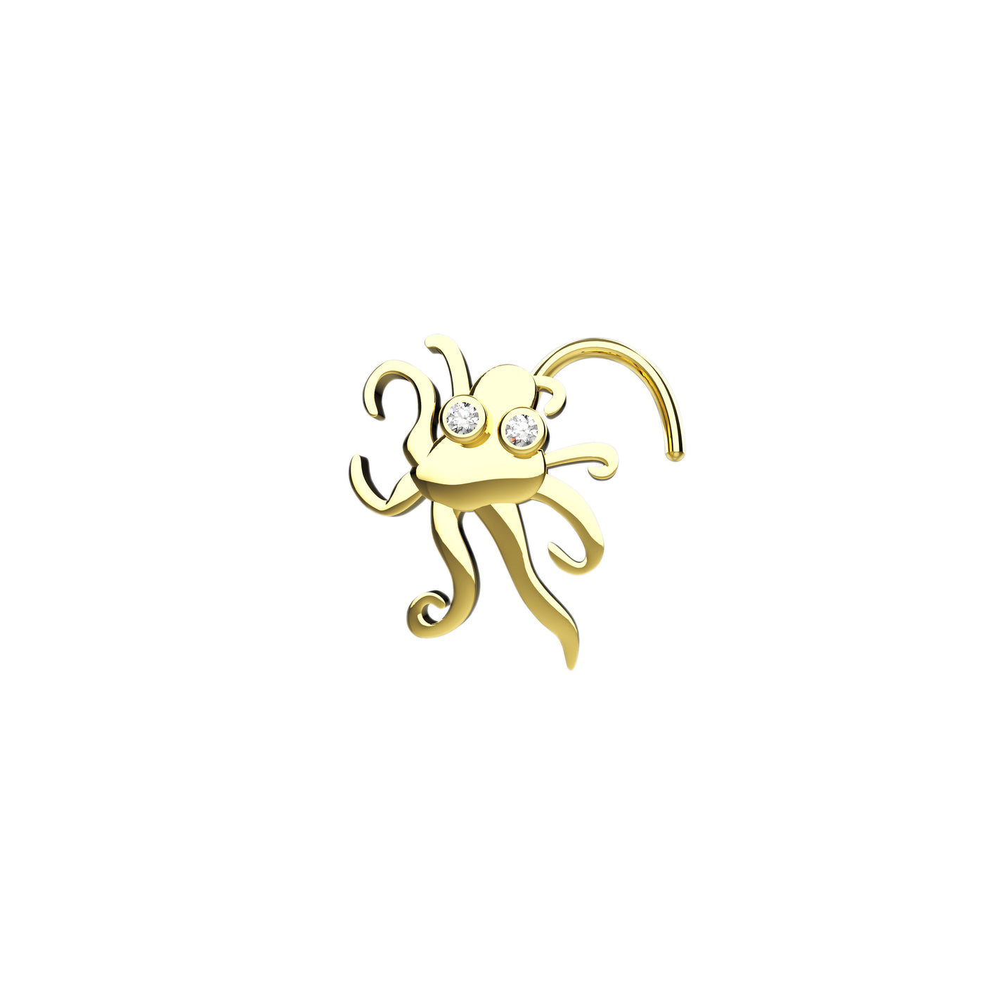 14ct Gold Plating CZ Octopus Nose Stud