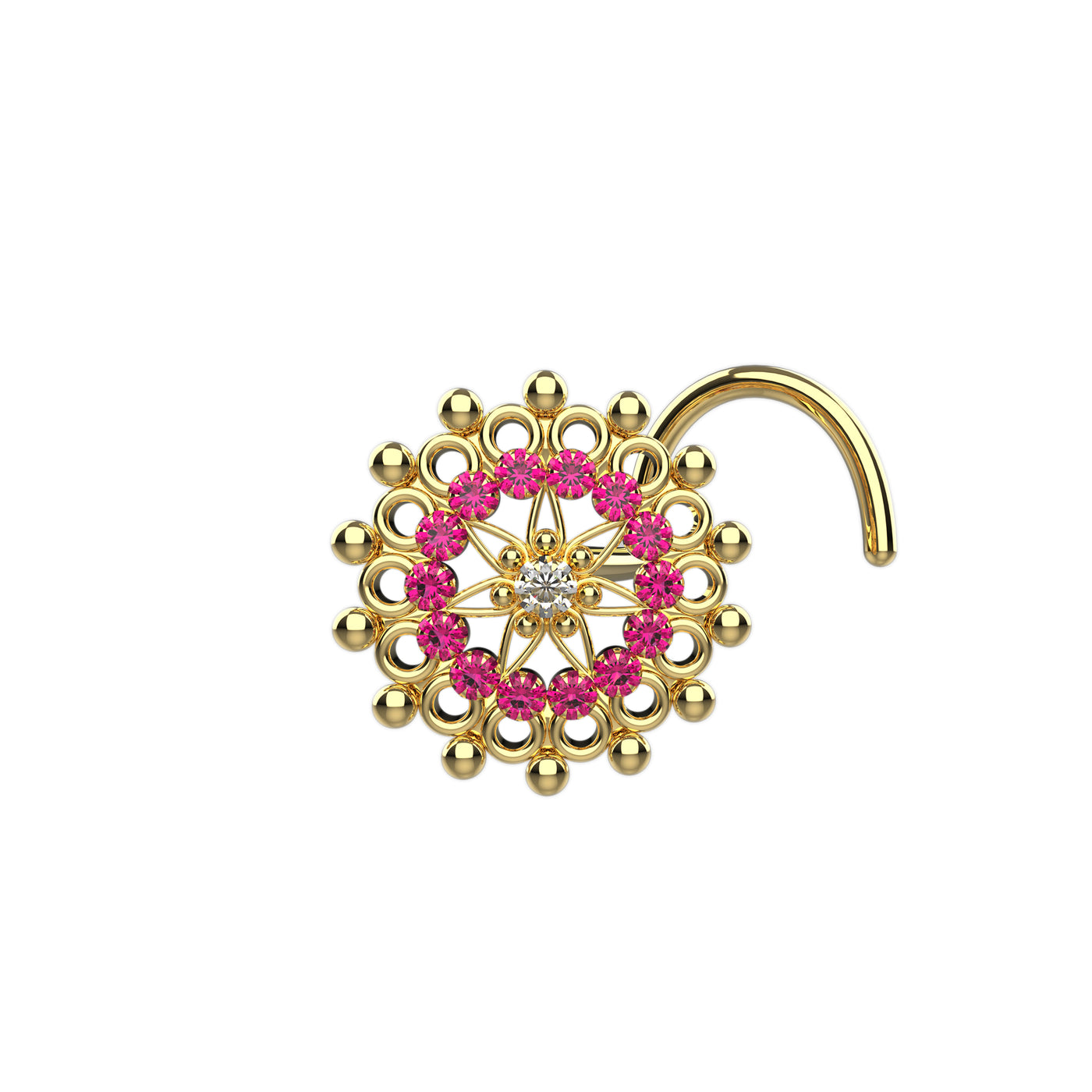 Lavari Jewelers Women's Hoop Nose Ring, 14K Yellow Gold, 2 MM Cubic  Zirconia, 22 Gauge