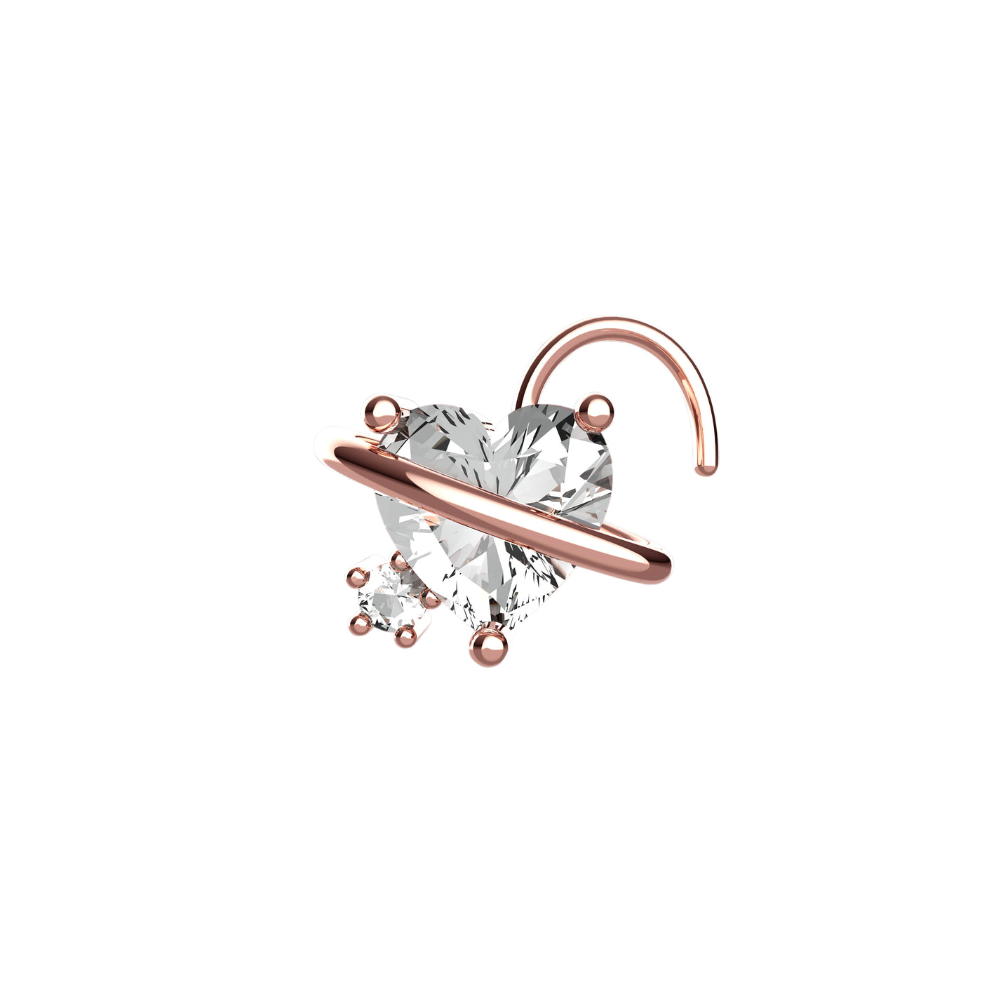 Clear Crystal Tiny Heart Nose Pin
