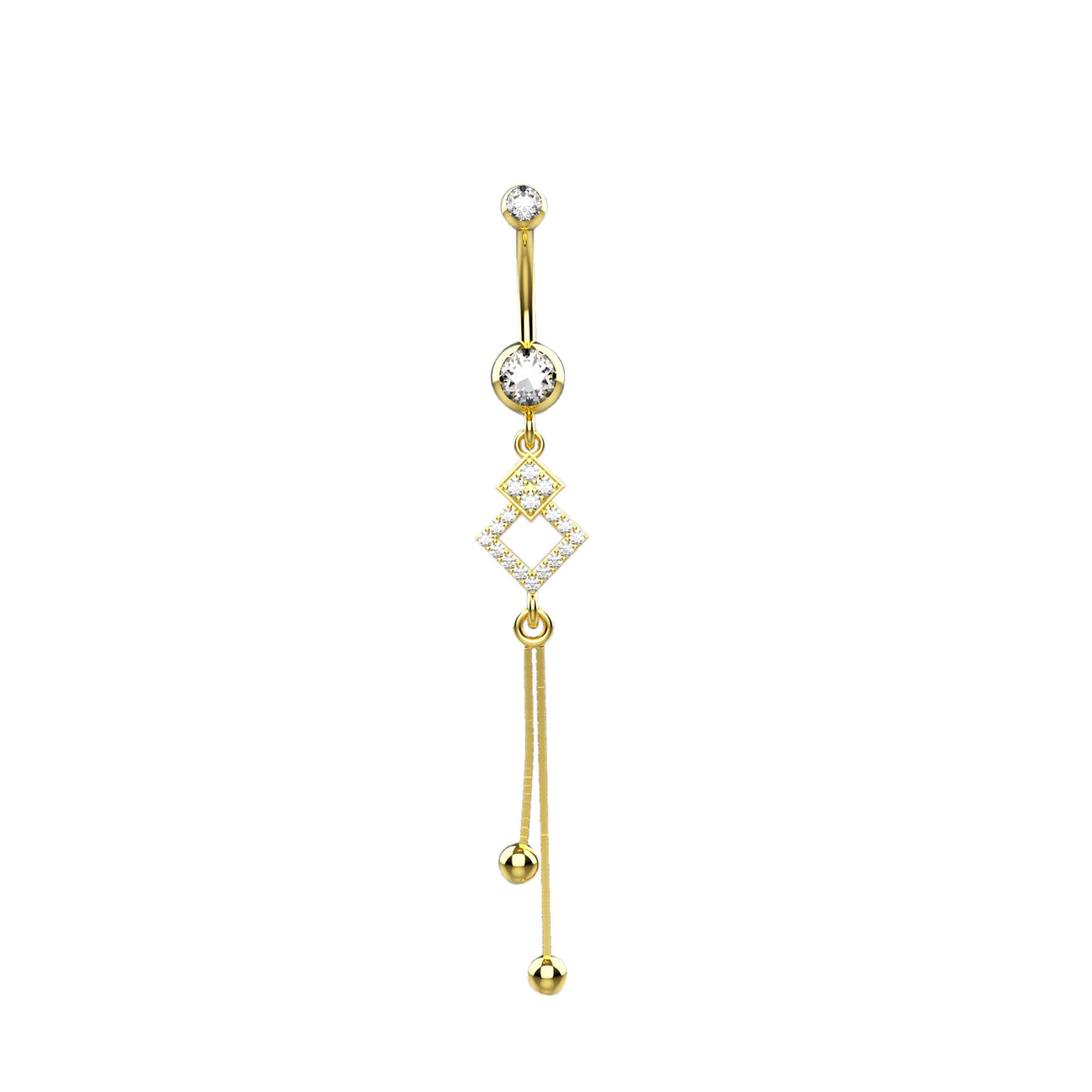 14k Gold Plated Cubic Zirconia Dangle Navel Ring