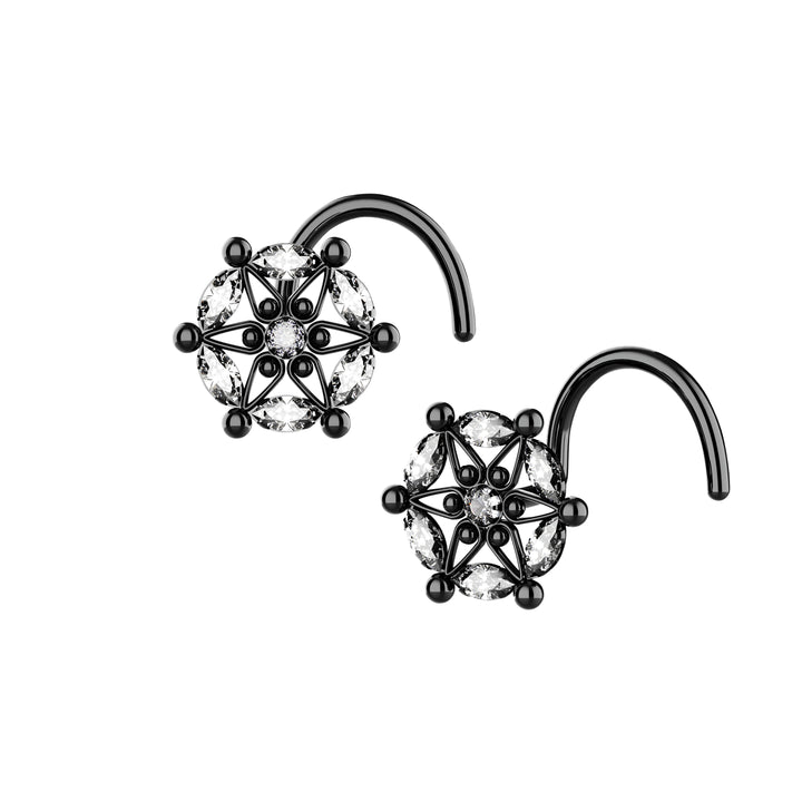 black diamond nose pierced stud