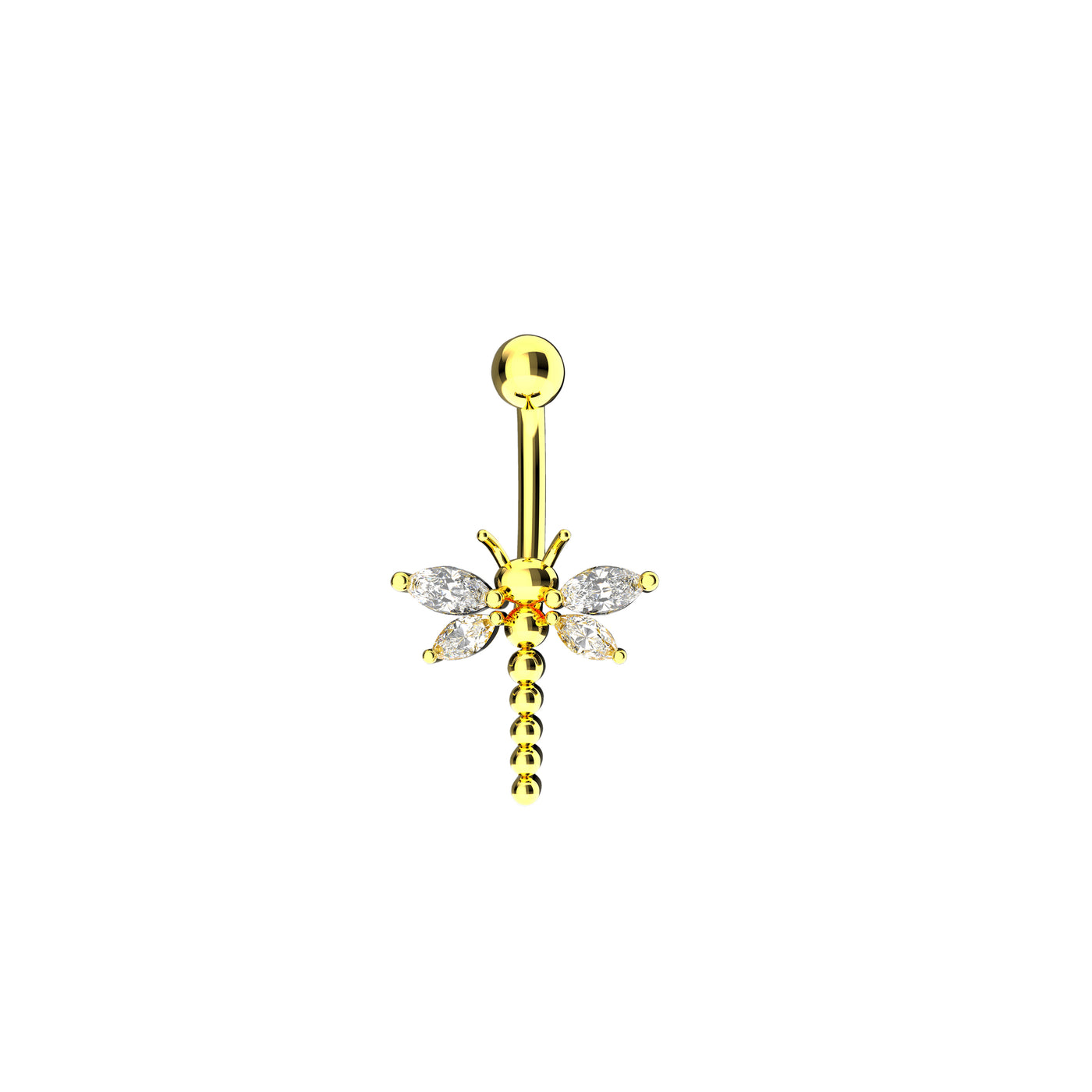 CZ Diamond Dragonfly Belly Button Ring