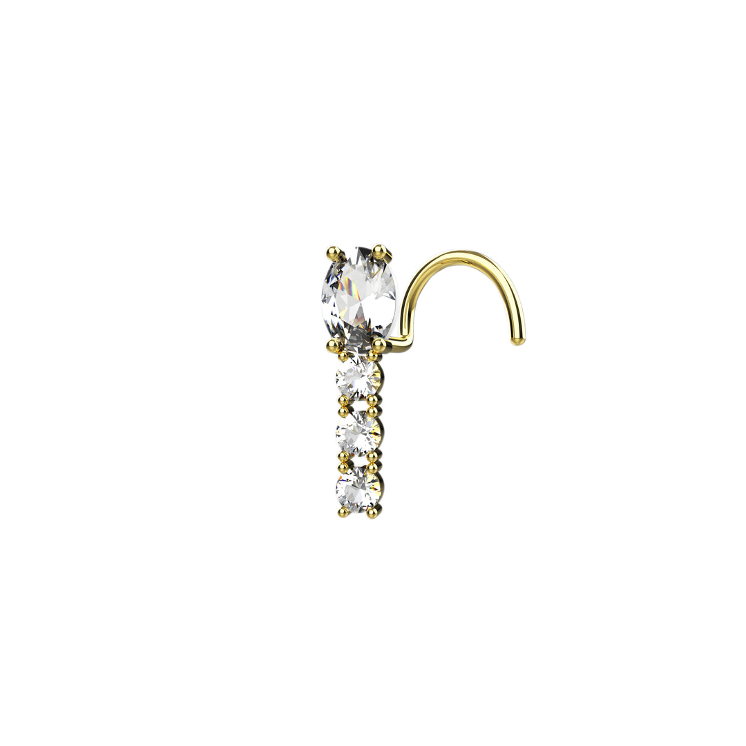 3 Cubic Zircon Stone Dangling Nose Stud