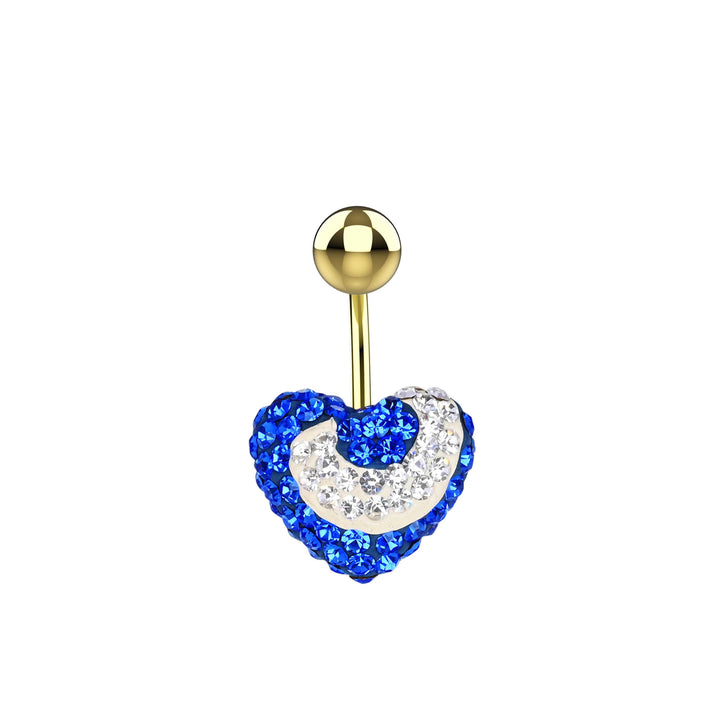 Blue Heart CZ Stone Belly Button Ring