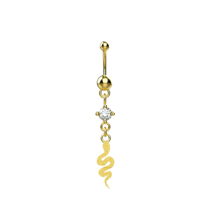 CZ Diamond Golden Snake Belly Button Ring