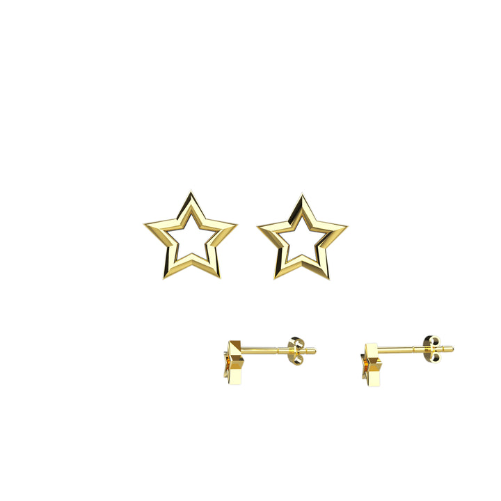 Small Open Star Stud Earrings