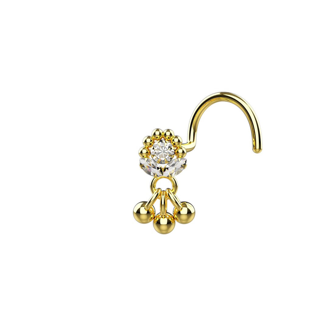 Gold stud dangle nose rings