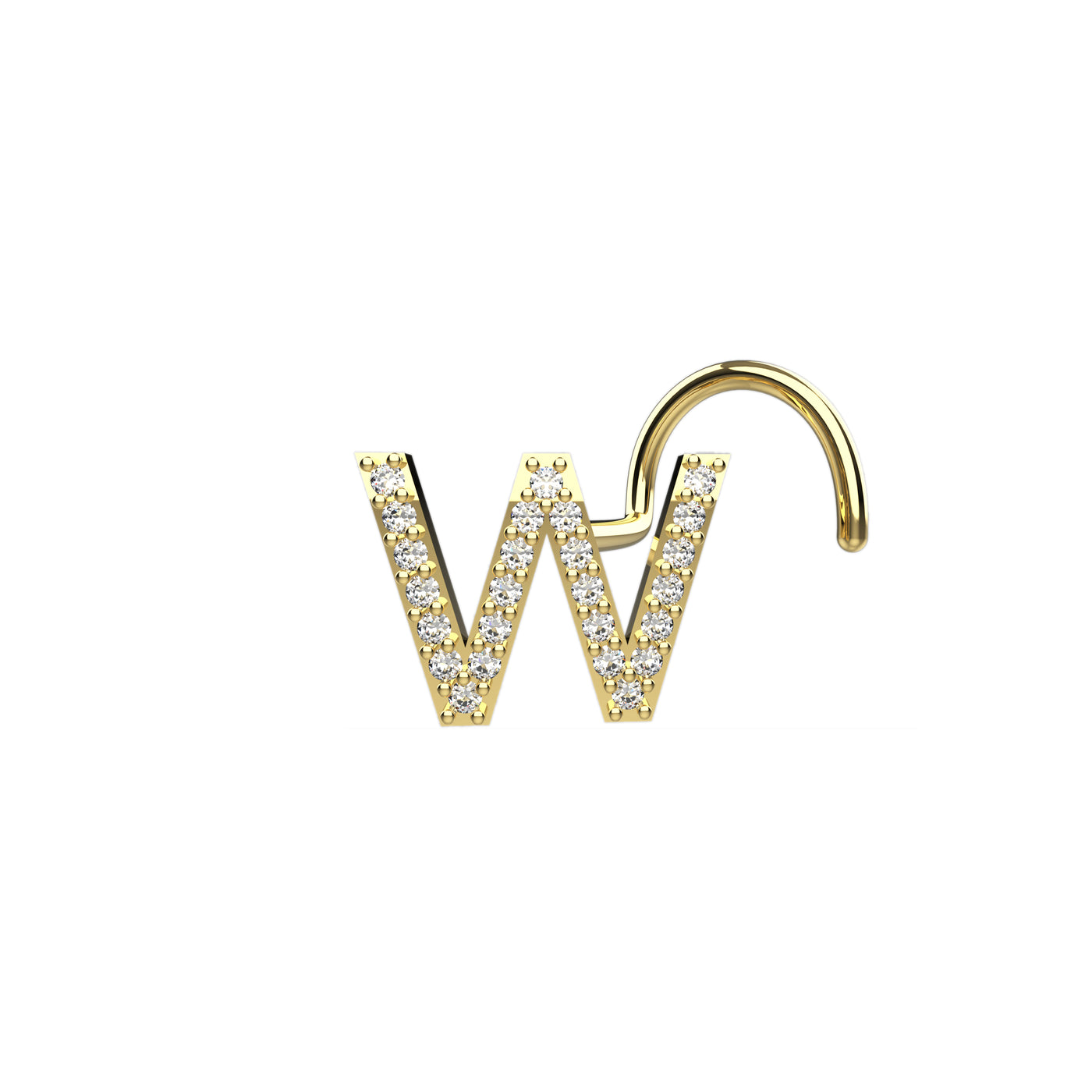Initial W Nose Stud