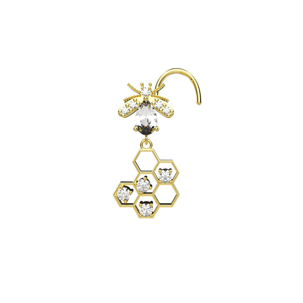 diamond dangle bee nose ring