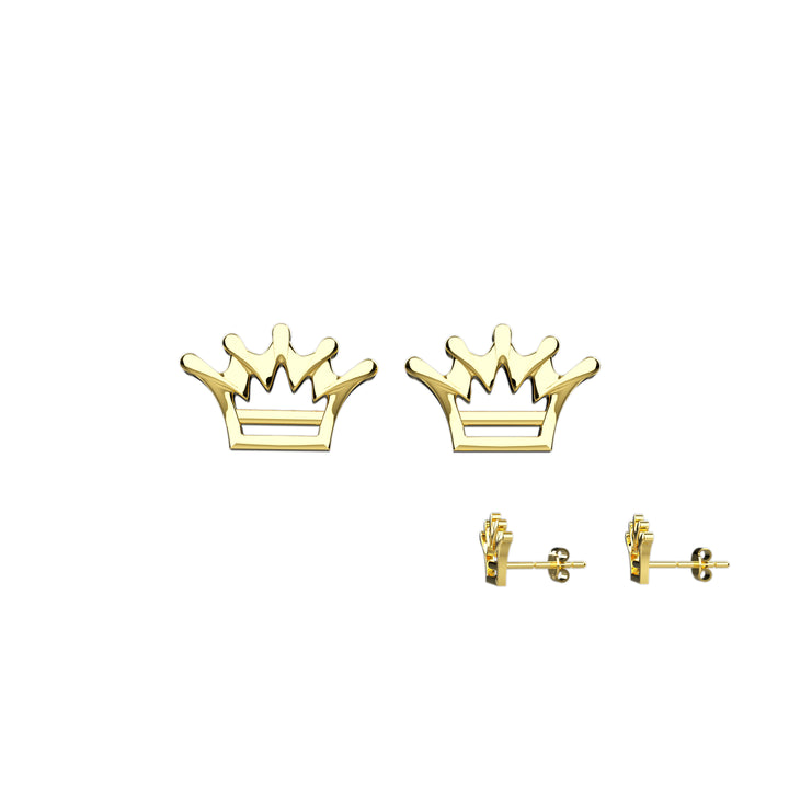 Crown Stud Earrings in 14K Gold