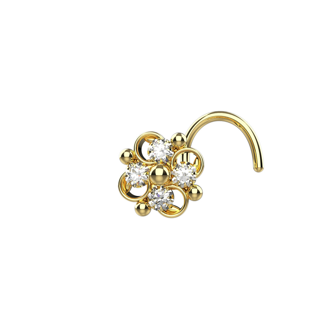 gold l shape nose stud