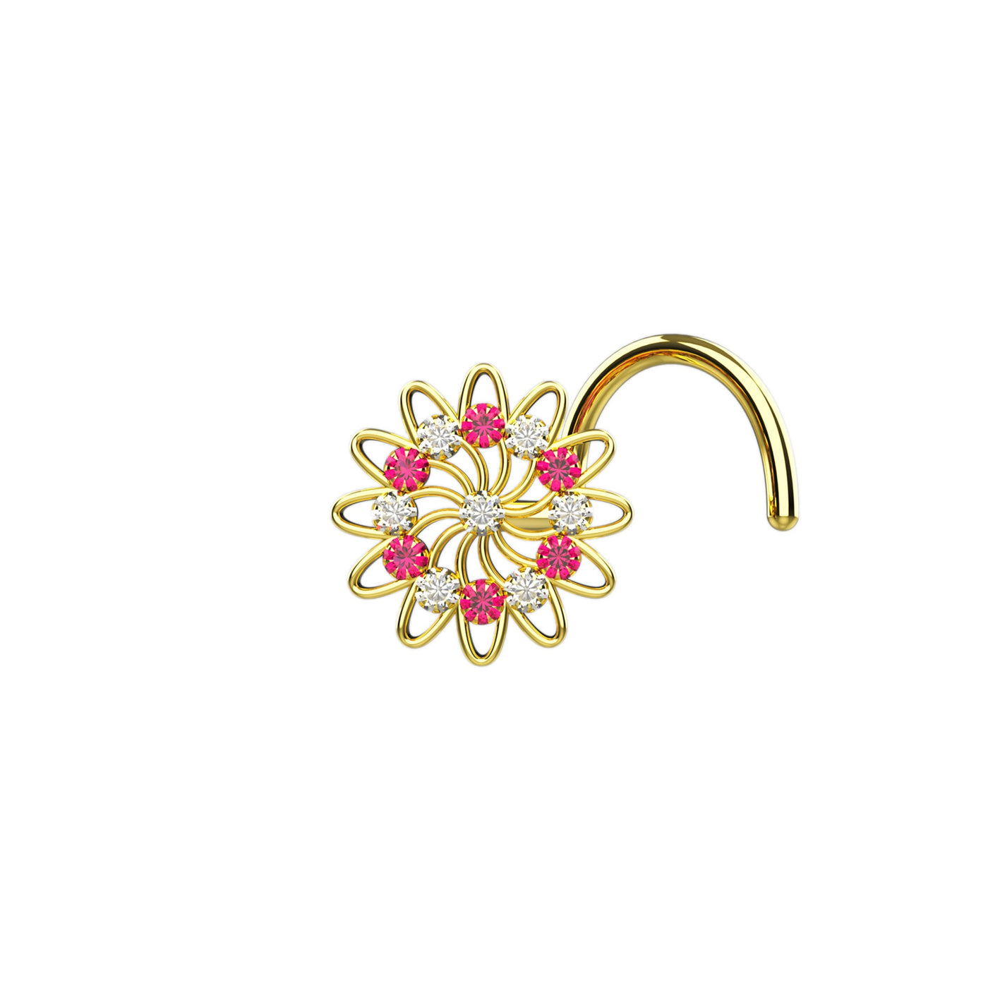 Gold Plated Filigree Styled Flower Nose Stud