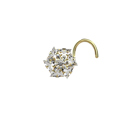Crystal Clear 14k Gold Plated Flower Nose Stud