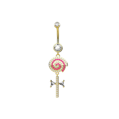 14G Cubic Zirconia Candy Belly Button Ring