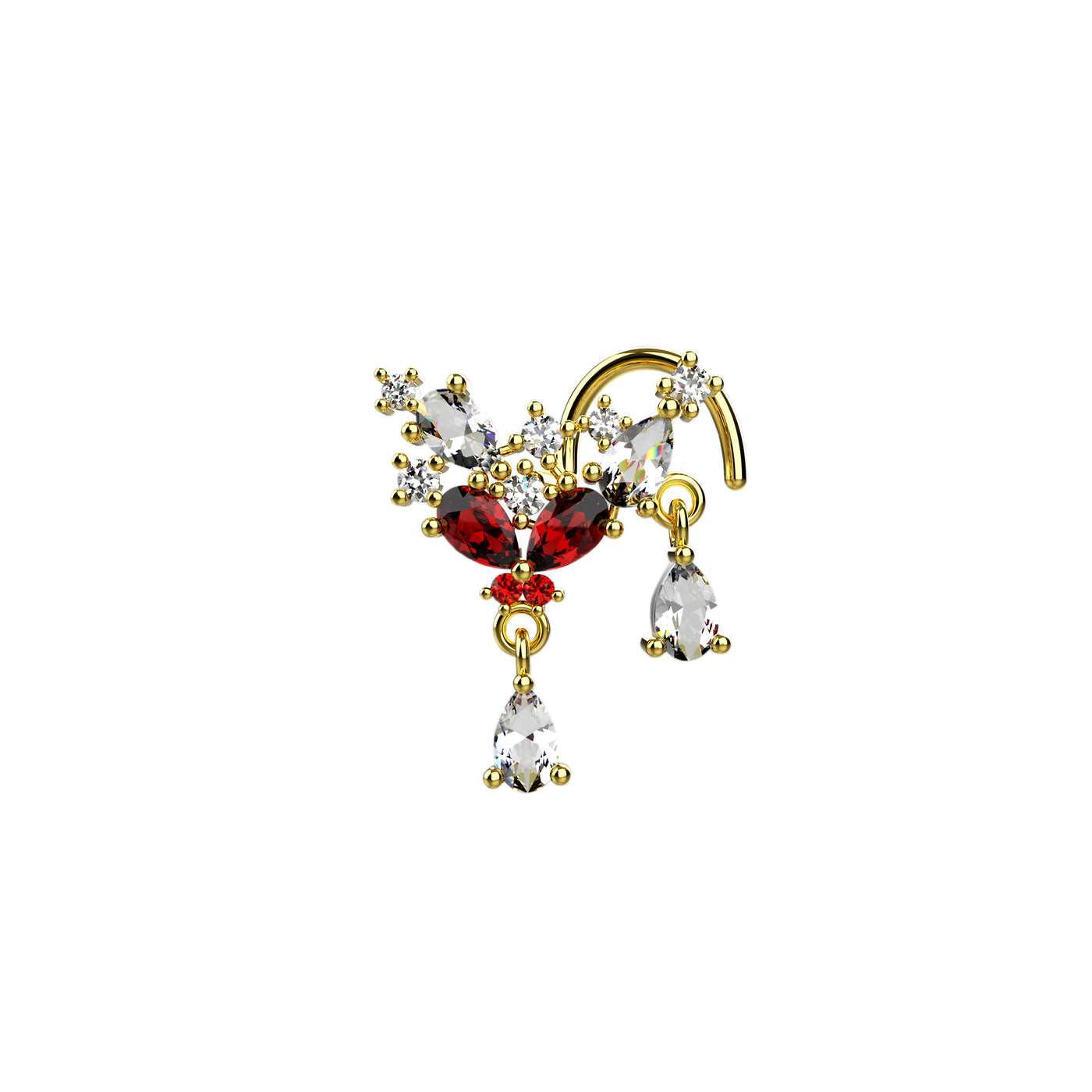 14ct Gold Plated Garnet Stones Nose Pins