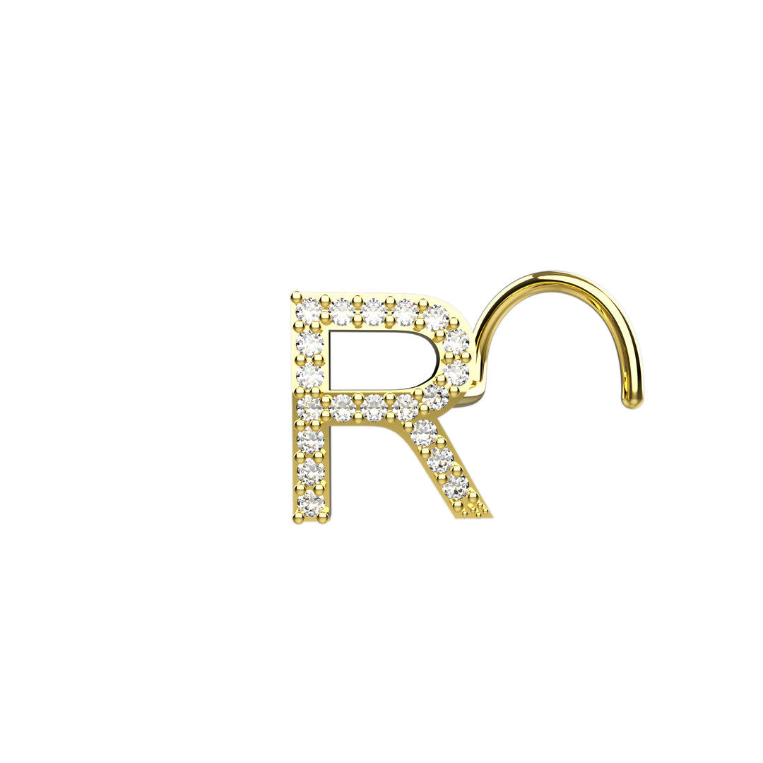 Initial R Nose Stud