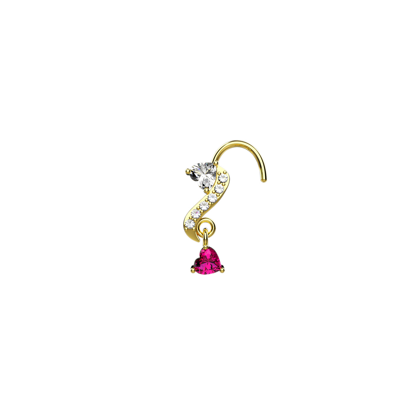 Stunning Ruby Gems Floral Dangle Nose Ring